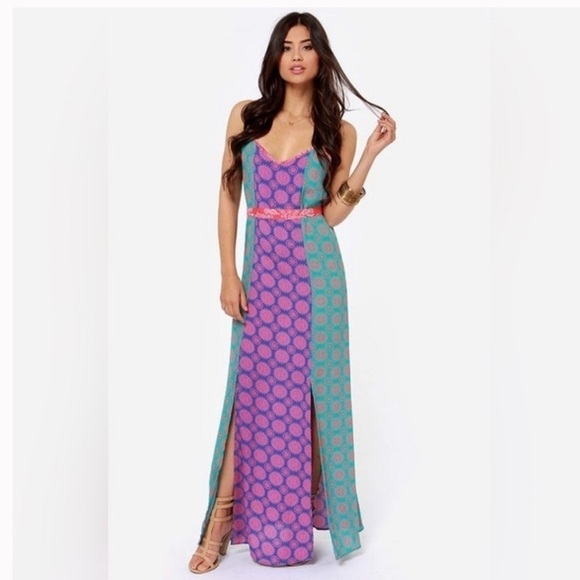 Lucy Love Mystic Red and Blue Print Maxi Dress - Picture 3 of 8